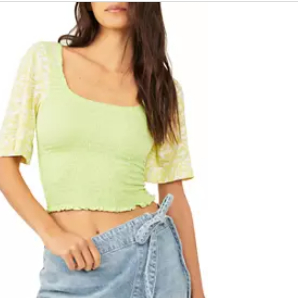 Free People Marigold Top - Key Lime Combo